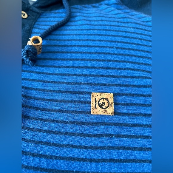 Tentree | Mens XL | Blue Striped Pullover Hoodie Zip Pouch Pocket | Hemp Blend - Picture 6 of 11